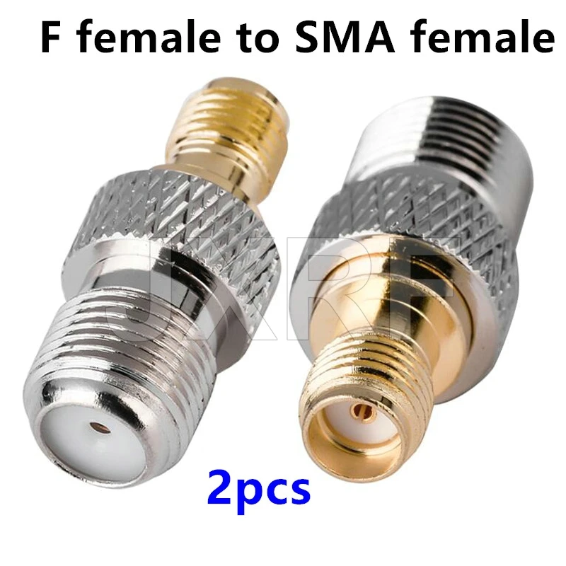 JXRF Connector 2pcs RF Coaxial Coax Adapter F Type Female Jack to SMA Male Plug Straight F Connector to SMA Connector