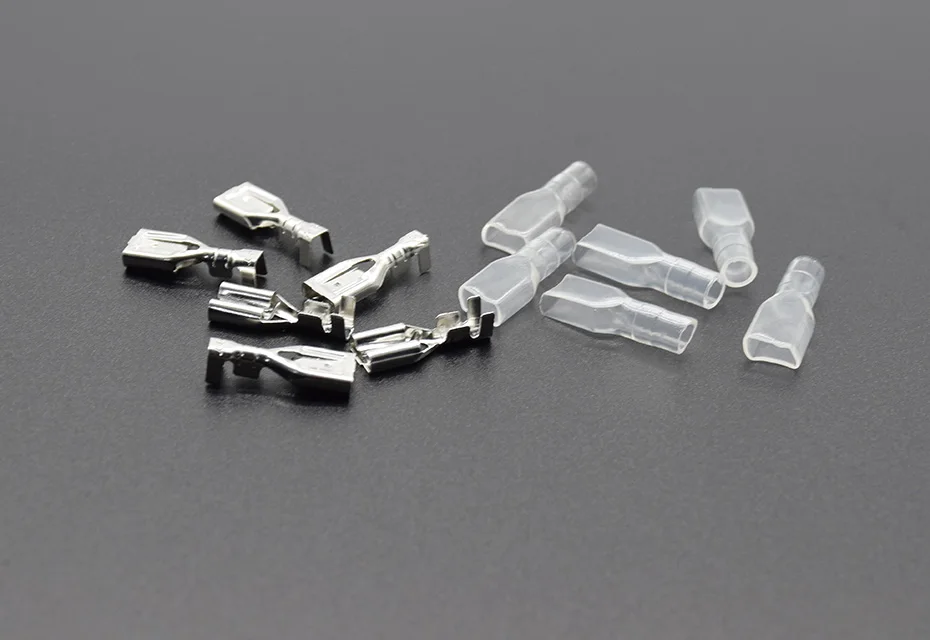 100pcs/50pcs Female Spade Connector 2.8 /4.8 /6.3 Crimp Terminal with Insulating Sleeves For Terminals 22-16AWG