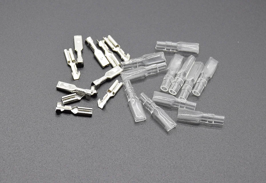 100pcs/50pcs Female Spade Connector 2.8 /4.8 /6.3 Crimp Terminal with Insulating Sleeves For Terminals 22-16AWG
