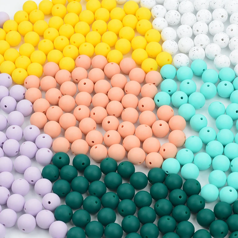 LOFCA 15mm 10pcs/lot Silicone Bead Safe Food Grade Round Fashion DIY Keychain Necklace Jewelry Accessories