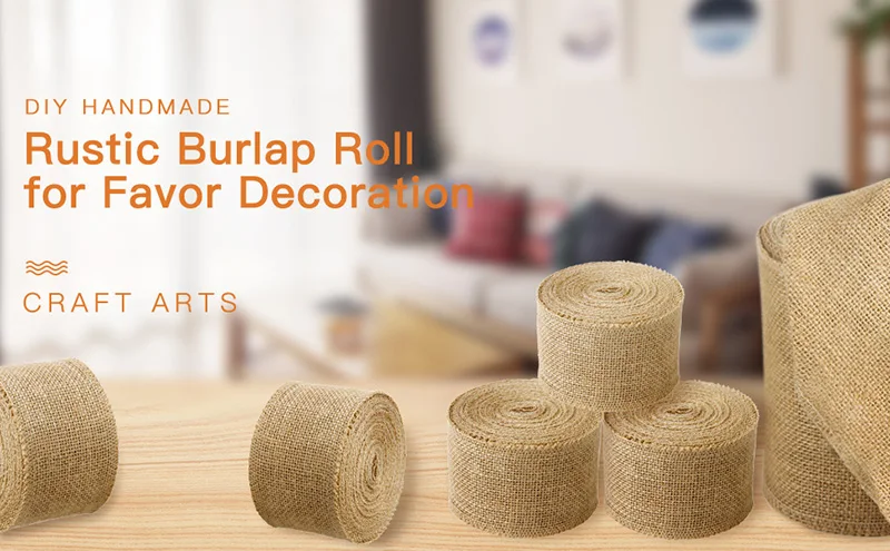 25-150MM Natural Burlap Fabric Jute Craft Ribbon Hessian Lace For Gift Wrapping Christmas Rustic Vintage Wedding Decor 2Meter