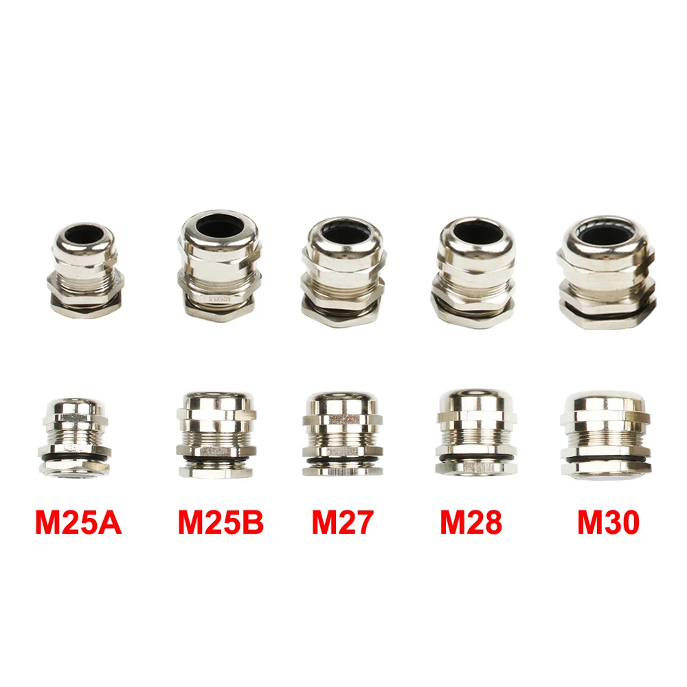 1piece Nickel Brass Metal IP68 Waterproof Cable Glands Connector Wire Glands For 3-44mm Cable High Quality M PG Cable Glands