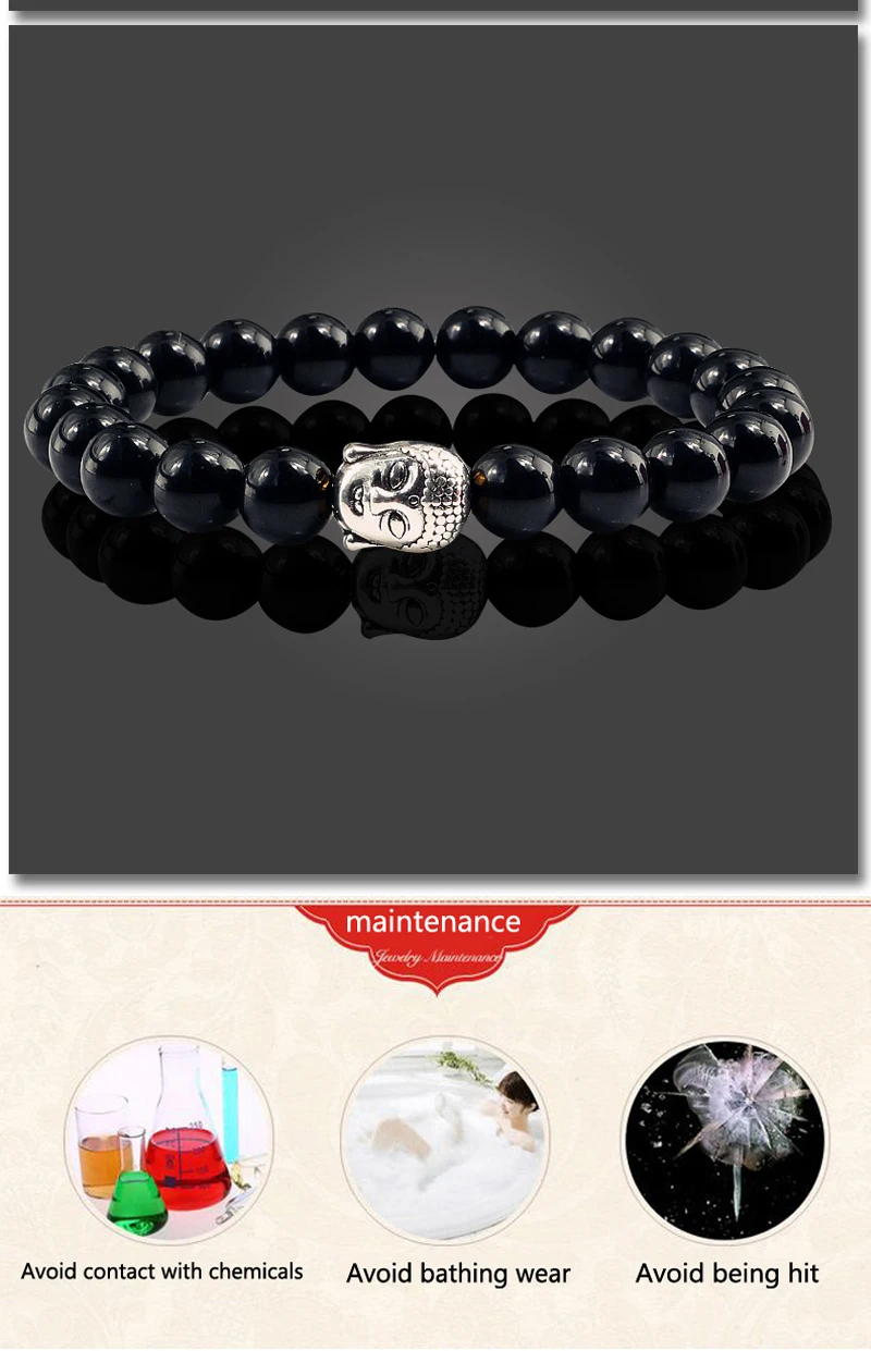 Healing Buddha Head Prayer Volcanic Lava Natural Stone Strand Bead Bracelet For Men Black Beaded Yoga Women armband Jewelry