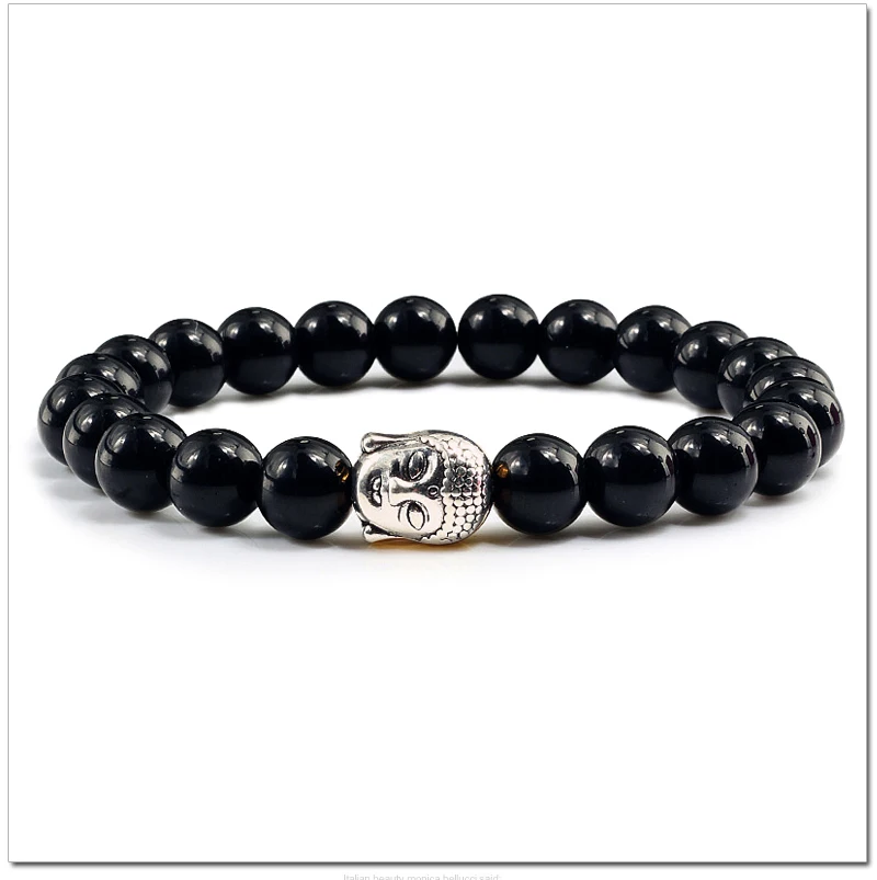 Healing Buddha Head Prayer Volcanic Lava Natural Stone Strand Bead Bracelet For Men Black Beaded Yoga Women armband Jewelry