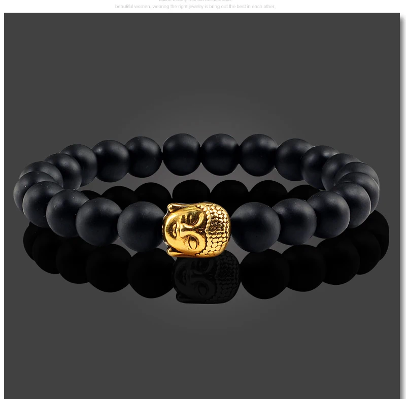 Healing Buddha Head Prayer Volcanic Lava Natural Stone Strand Bead Bracelet For Men Black Beaded Yoga Women armband Jewelry