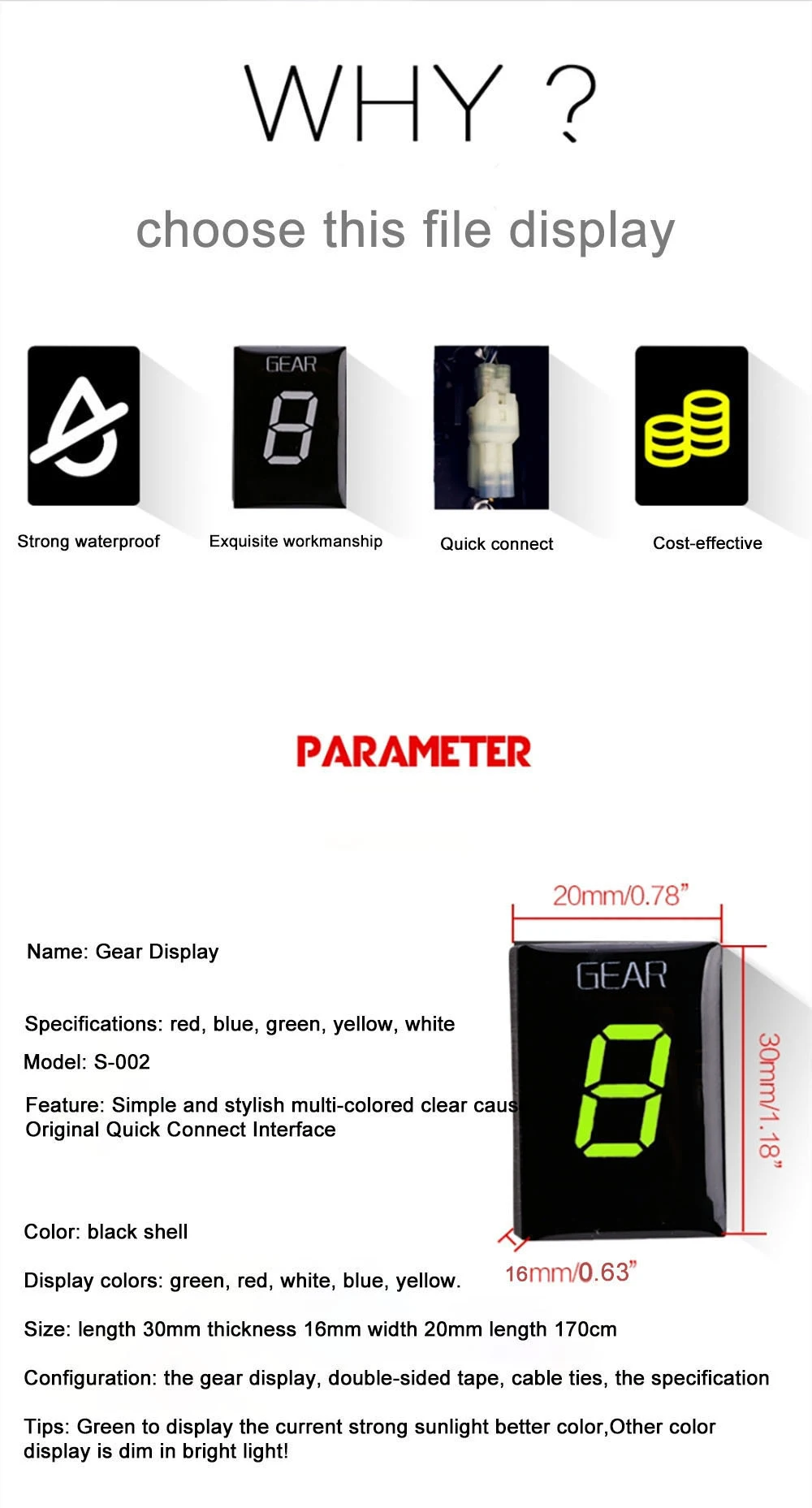 For Honda CBR 600 RR CB500X CBR600RR CBR1000RR CB600F Hornet CB650F CBR650F CB650F Motorcycle Gear Indicator Speed Display Meter
