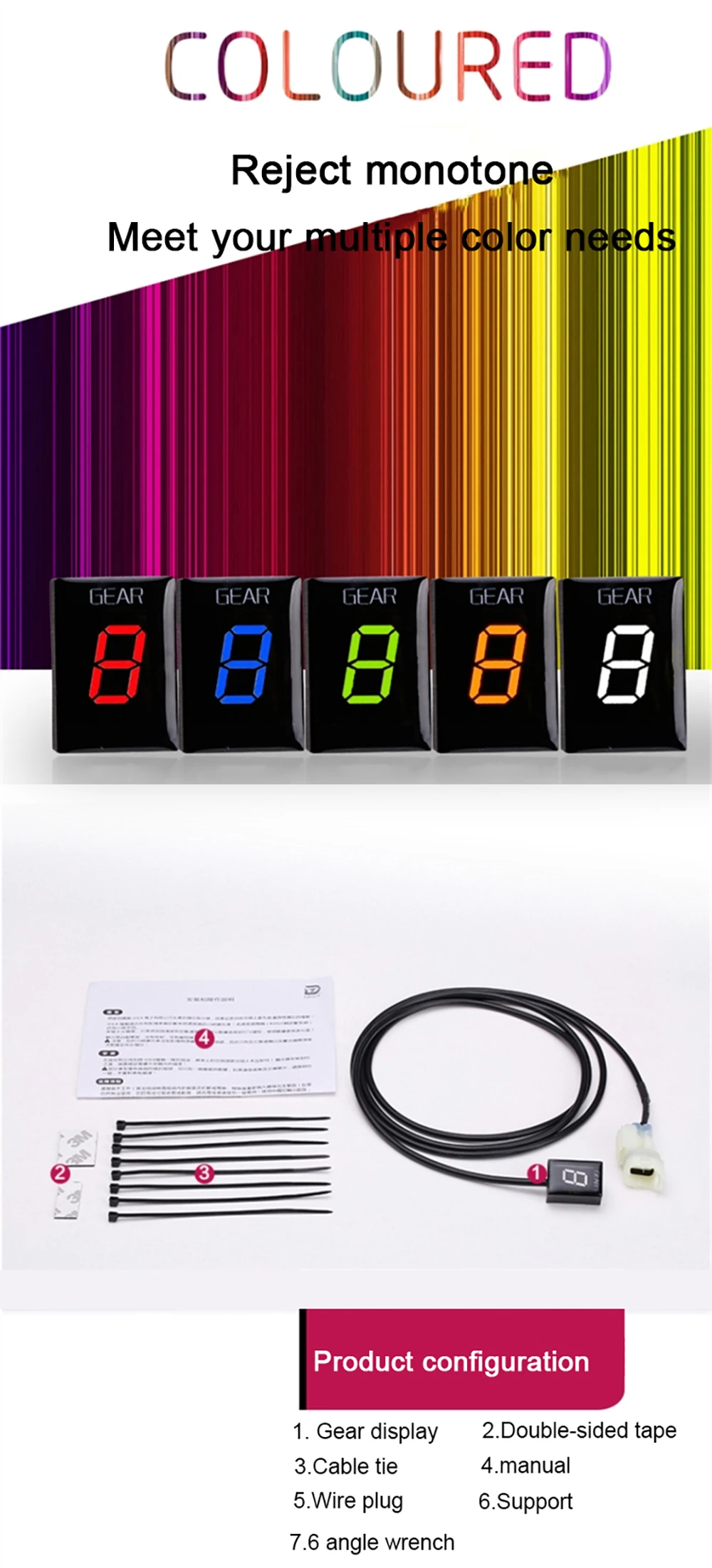 For Honda CBR 600 RR CB500X CBR600RR CBR1000RR CB600F Hornet CB650F CBR650F CB650F Motorcycle Gear Indicator Speed Display Meter