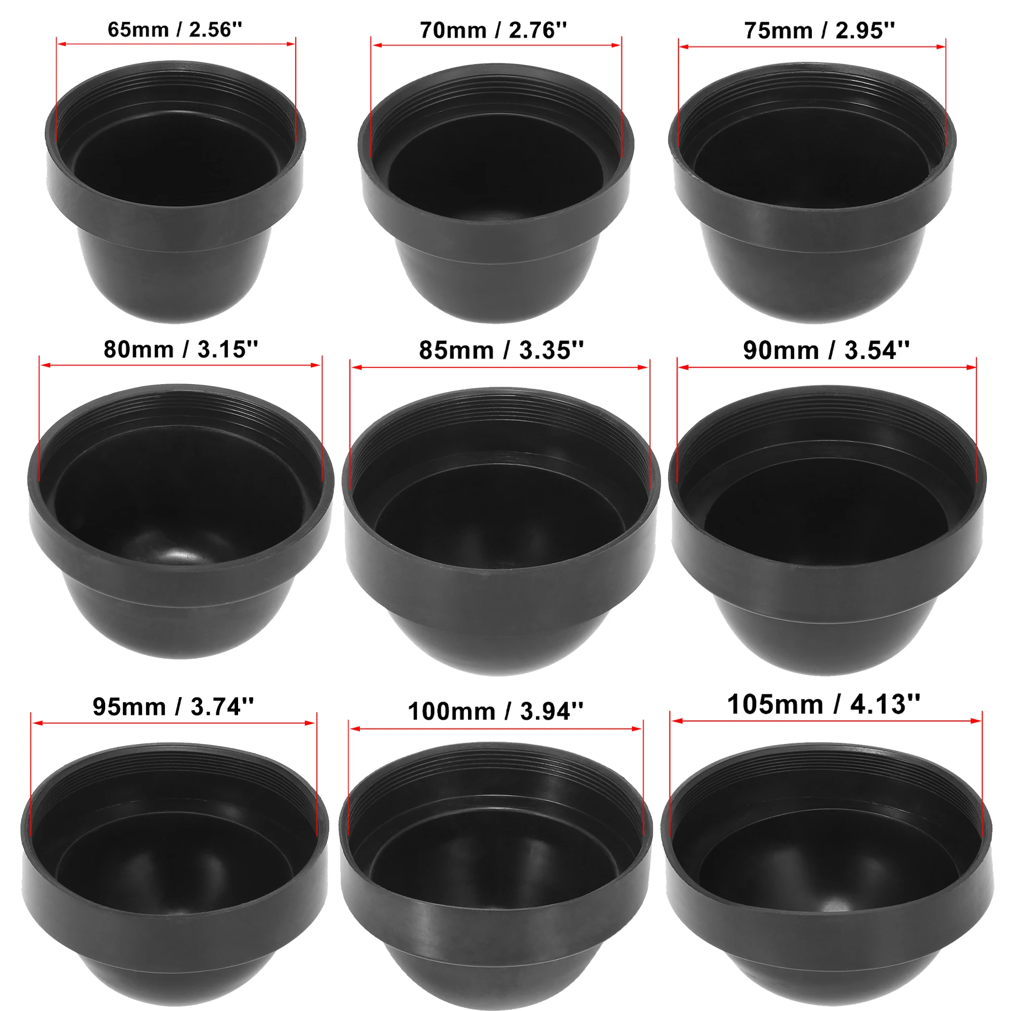 uxcell 2Pcs 55/60/65/70/75/80/83/85/90/95/100/105mm Dia Rubber Housing Seal Cap Dust Cover for Car LED HID Headlight Lamp