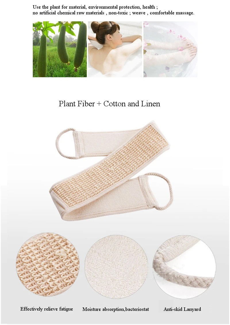Arshen Natural Soft Exfoliating Loofah Bath Shower Unisex Massage Spa Scrubber Sponge Back Strap Body Skin Health Cleaning Tool