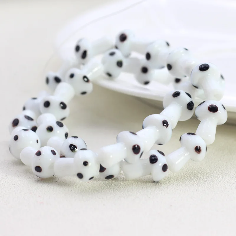 10pcs 10x13mm 12x18mm Mushroom Shape Lampwork Glass Loose Beads for DIY Crafts Jewelry Making Findings Handmade Jewelry Beads