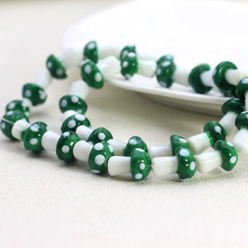 10pcs 10x13mm 12x18mm Mushroom Shape Lampwork Glass Loose Beads for DIY Crafts Jewelry Making Findings Handmade Jewelry Beads