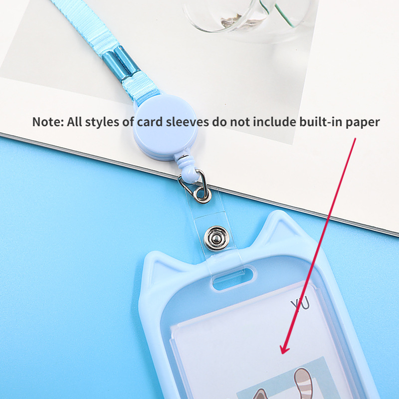 1PC Cute Cartoon Cat Card Holder Bank Identity Bus ID Card Holder Case with Retractable Reel Lanyard Credit Cover Case Kids Gift