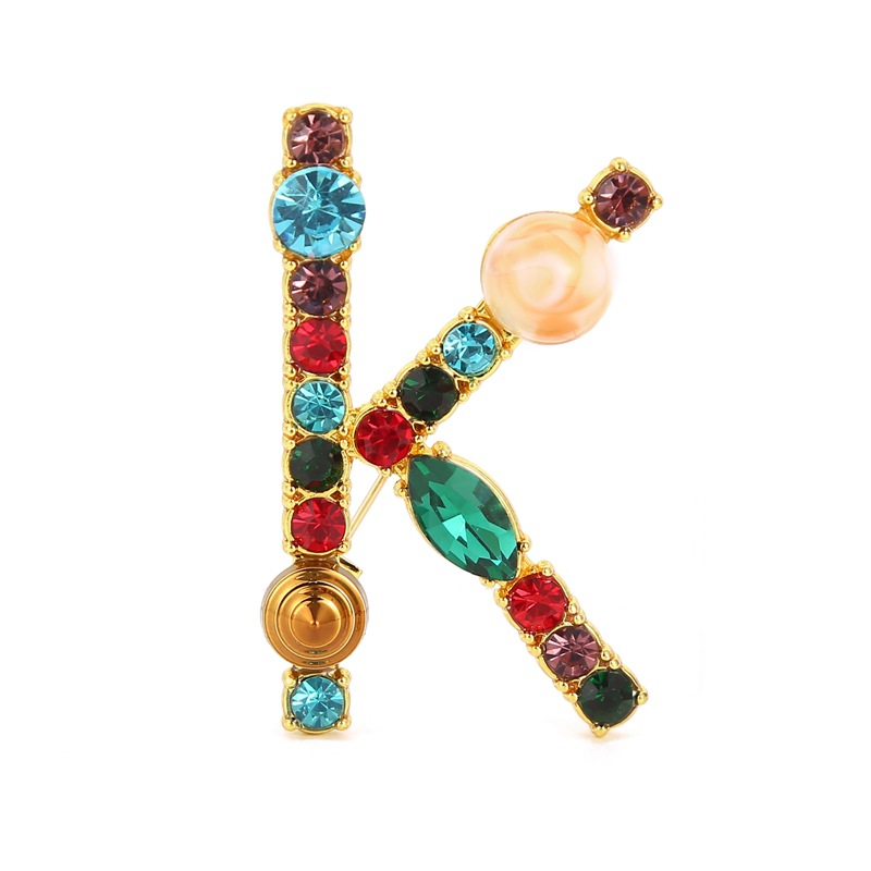 New Arrival English Letter Word Brooch Colorful Rhinestone Crystal Lapel Pins for Women Sweater Suit Brooch Party Jewelry Gifts