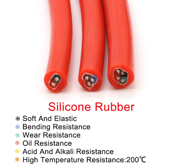 1M Flexible Silicone Rubber Cable Sq 0.3 0.5 0.75 Tinned Copper 1 1.5 2 2.5 4 6mm 2 3 4 6 Cores Soft High Temperature Wire