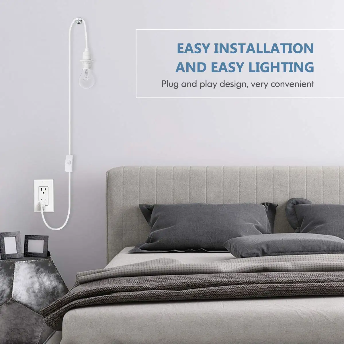 Lamp Base Holder Power Cord Cable 1.8m E27 EU Hanging Pendant LED Light Fixture Lamp Bulbs Socket Cord Adapters With Switch 220V