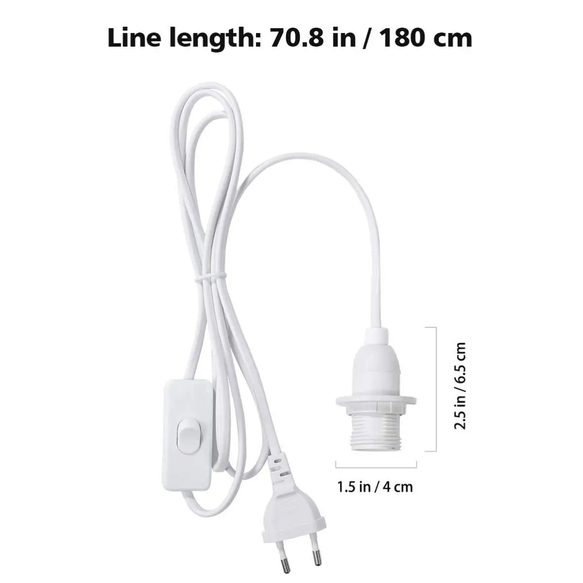 Lamp Base Holder Power Cord Cable 1.8m E27 EU Hanging Pendant LED Light Fixture Lamp Bulbs Socket Cord Adapters With Switch 220V