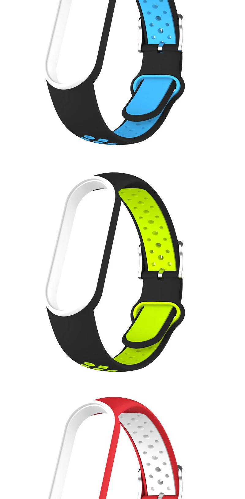 Belt For Xiaomi Mi Band 5 6 Two-color Silicone Bracelet Sport Breathable Strap For Miband 5 Miband7 Replacement Wristband