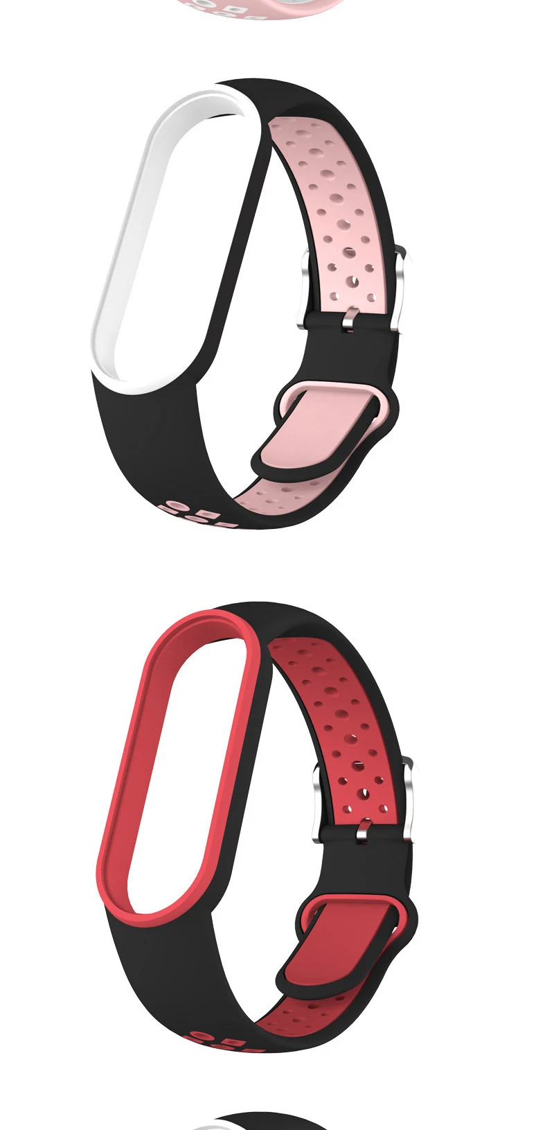 Belt For Xiaomi Mi Band 5 6 Two-color Silicone Bracelet Sport Breathable Strap For Miband 5 Miband7 Replacement Wristband