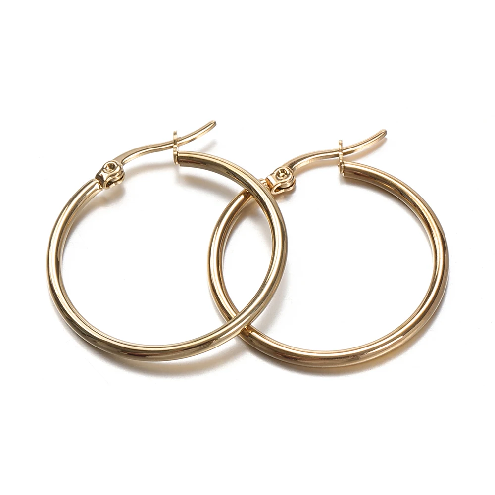 10pcs Gold 316L Stainless Steel Open Earrings Circle 15 20 25 40mm Earring Hooks Base Ear Ring for Jewelry Making Components DIY
