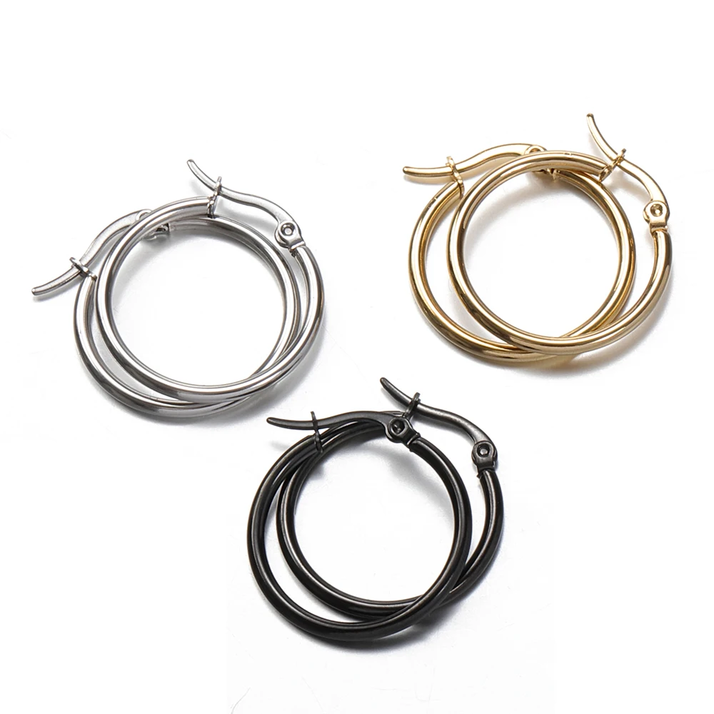 10pcs Gold 316L Stainless Steel Open Earrings Circle 15 20 25 40mm Earring Hooks Base Ear Ring for Jewelry Making Components DIY