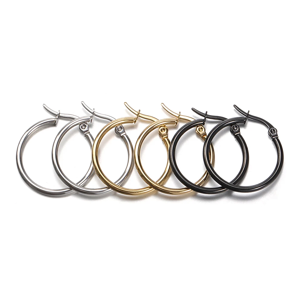 10pcs Gold 316L Stainless Steel Open Earrings Circle 15 20 25 40mm Earring Hooks Base Ear Ring for Jewelry Making Components DIY
