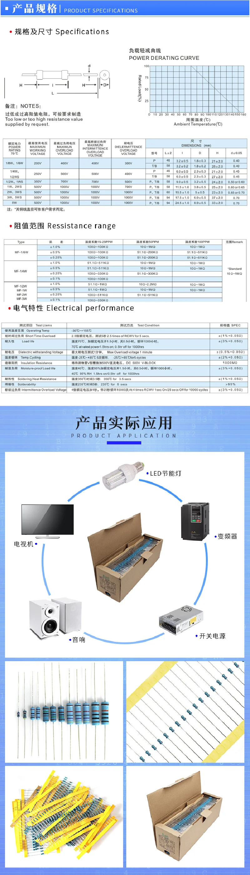 20PCS 1W Metal Film Resistor 1% Five-color Ring Power Resistor 0.1~1M 2 4.7 10R 47 100 220 360 470 1K 2.2K 10K 22K 4.7K 100K Ohm