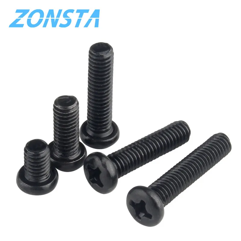 Round Head Cross Screw Black M1.2 M1.4 M1.7 M2 M2.5 M3 M4 Electronic Small Size Recessed Pan Head Phillips Screws DIN7985 GB818