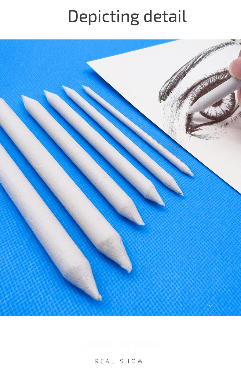 3/6pcs/set Blending Smudge Stump Stick Tortillon Sketch Art White Drawing Charcoal Sketcking Tool Rice Paper Pen Artist Supplies
