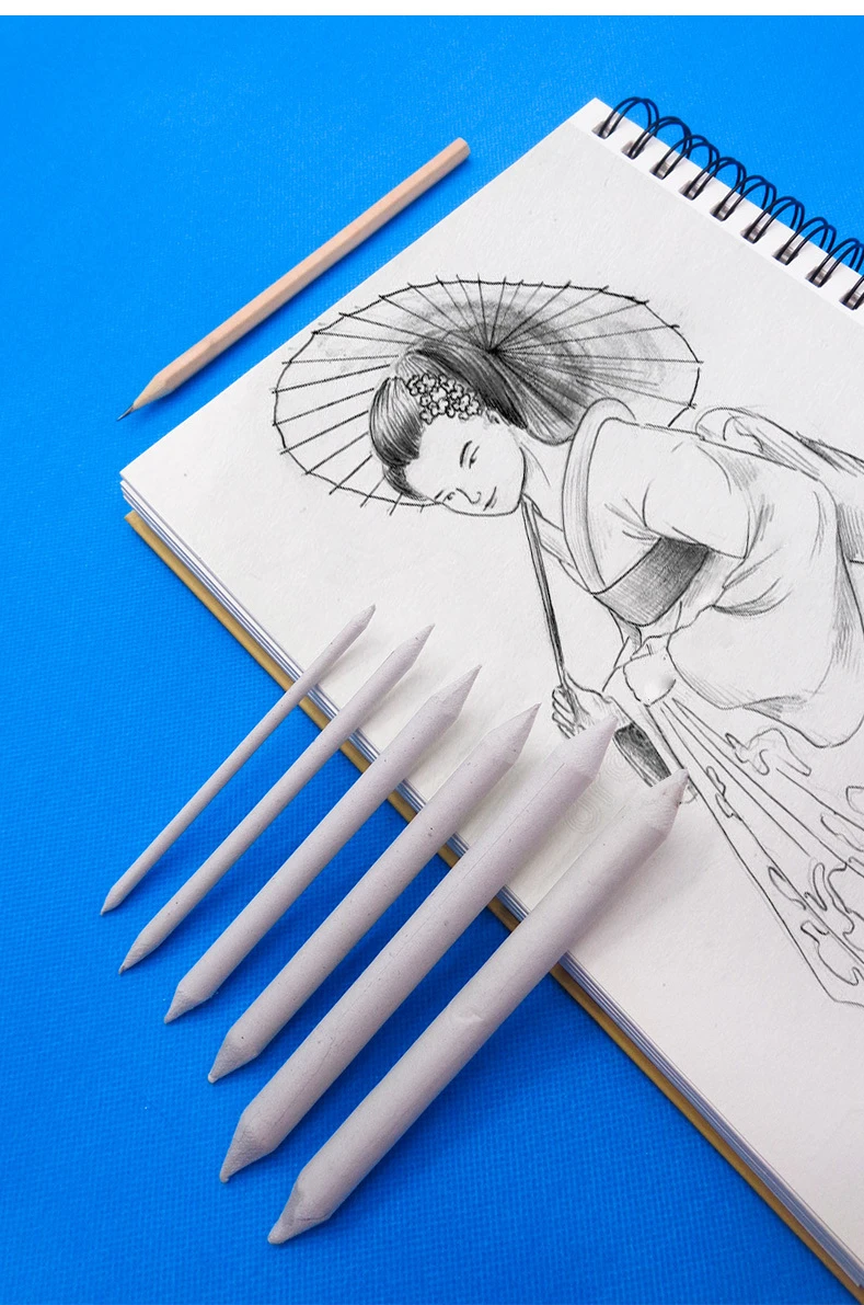 3/6pcs/set Blending Smudge Stump Stick Tortillon Sketch Art White Drawing Charcoal Sketcking Tool Rice Paper Pen Artist Supplies