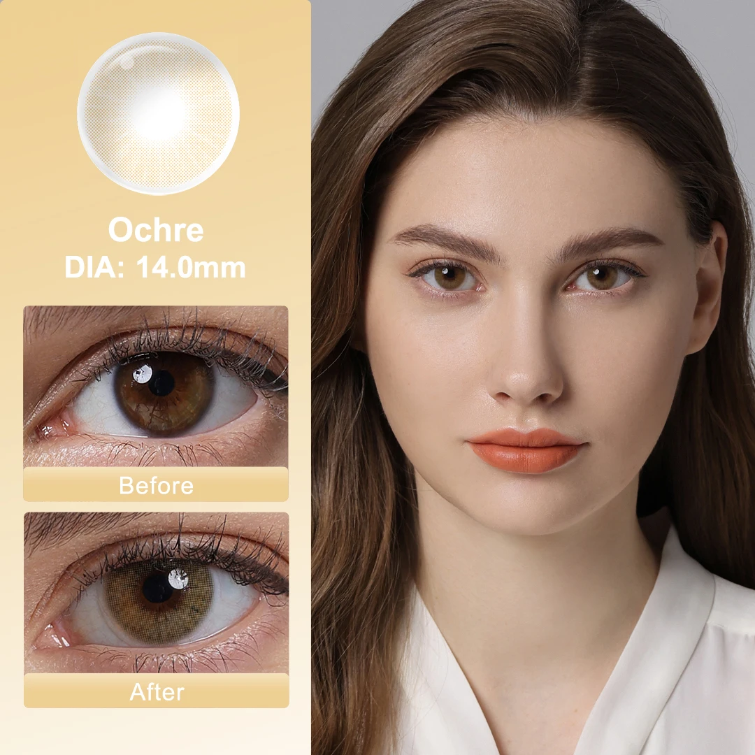 Hot! MAGISTER Natural Colored Contact Lenses Roze Beige Brown Contact Eyes Lens Ochre Lens Suitable All Occasions 14.0mm 6Months