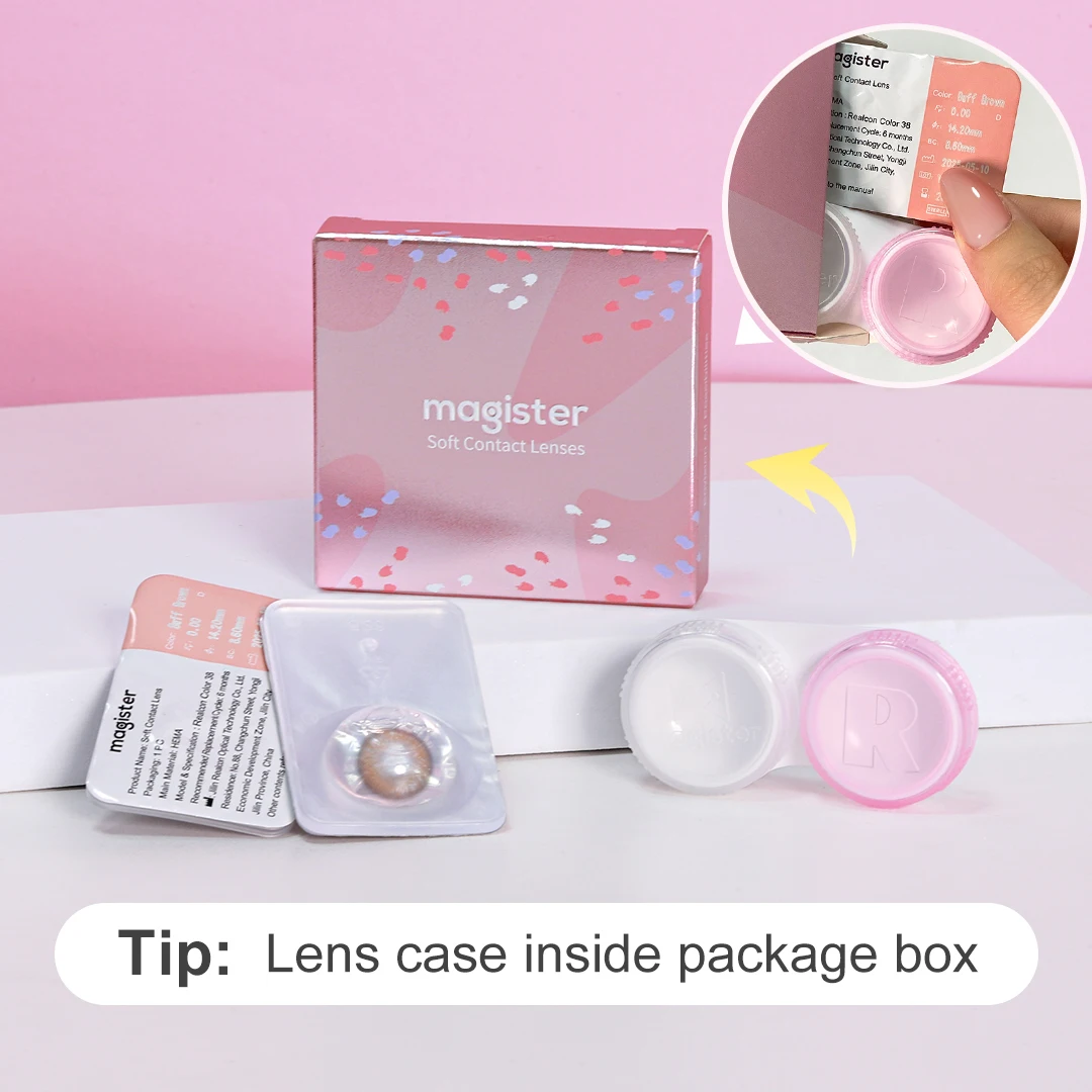 Hot! MAGISTER Natural Colored Contact Lenses Roze Beige Brown Contact Eyes Lens Ochre Lens Suitable All Occasions 14.0mm 6Months