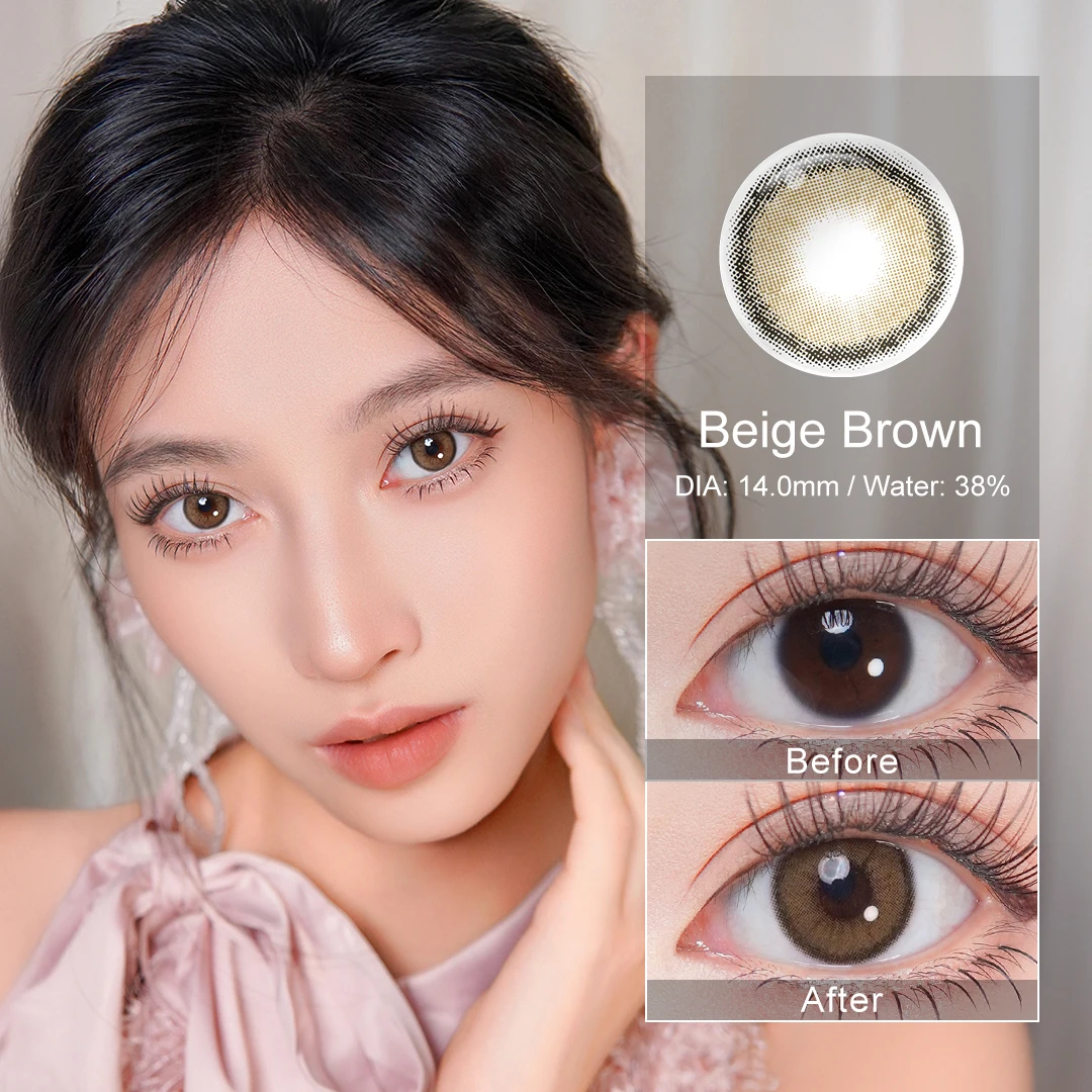 Hot! MAGISTER Natural Colored Contact Lenses Roze Beige Brown Contact Eyes Lens Ochre Lens Suitable All Occasions 14.0mm 6Months