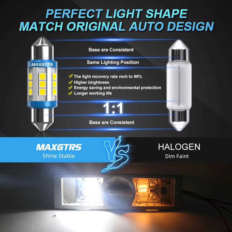 2x Festoon C5W C10W 3030 Chip Bulb Canbus 31mm/36mm/39mm/41mm Car LED Lamp Interior Dome Reading License Plate Lights 6000K