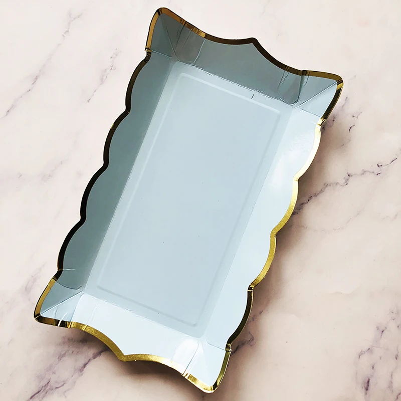 Rectangle Solid Color Disposable Tableware Paper Plates Kids Birthday Party Wedding Valentine's Day Decoration Supplies