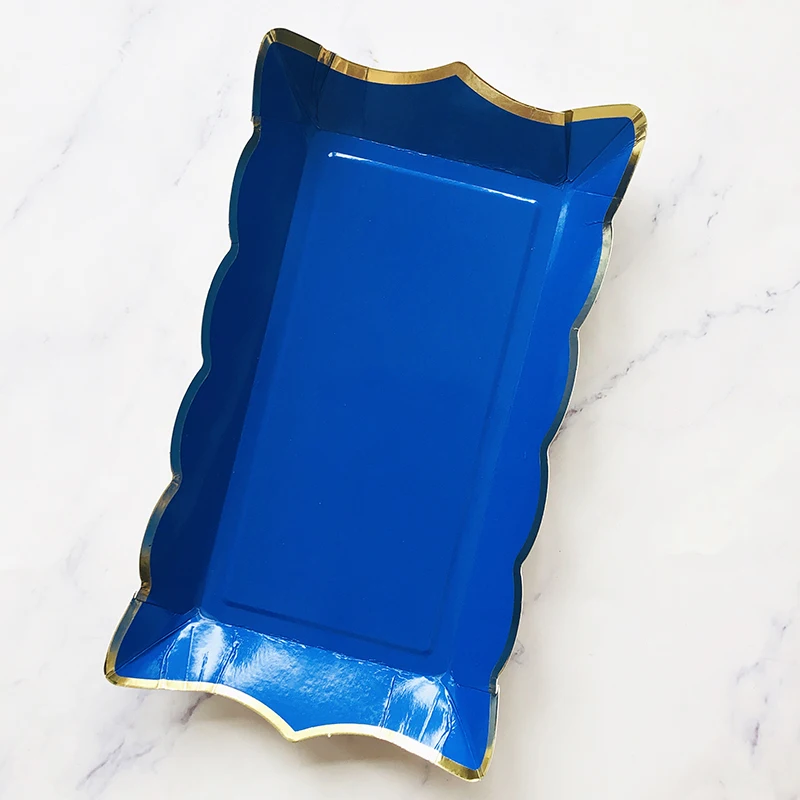 Rectangle Solid Color Disposable Tableware Paper Plates Kids Birthday Party Wedding Valentine's Day Decoration Supplies