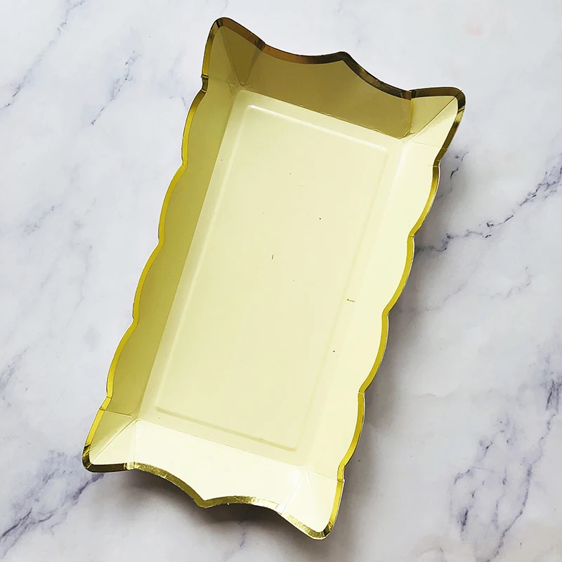 Rectangle Solid Color Disposable Tableware Paper Plates Kids Birthday Party Wedding Valentine's Day Decoration Supplies