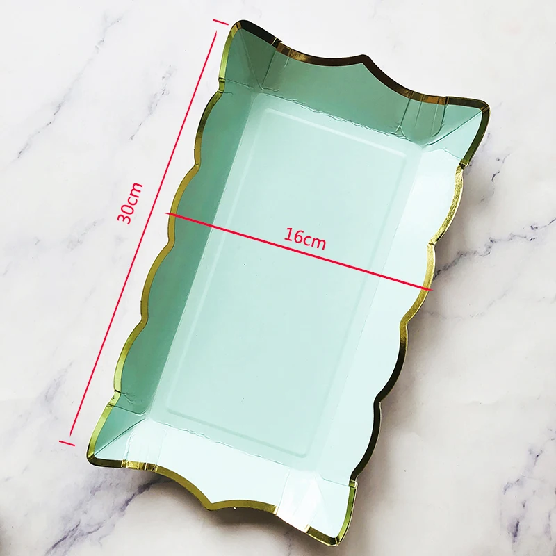 Rectangle Solid Color Disposable Tableware Paper Plates Kids Birthday Party Wedding Valentine's Day Decoration Supplies