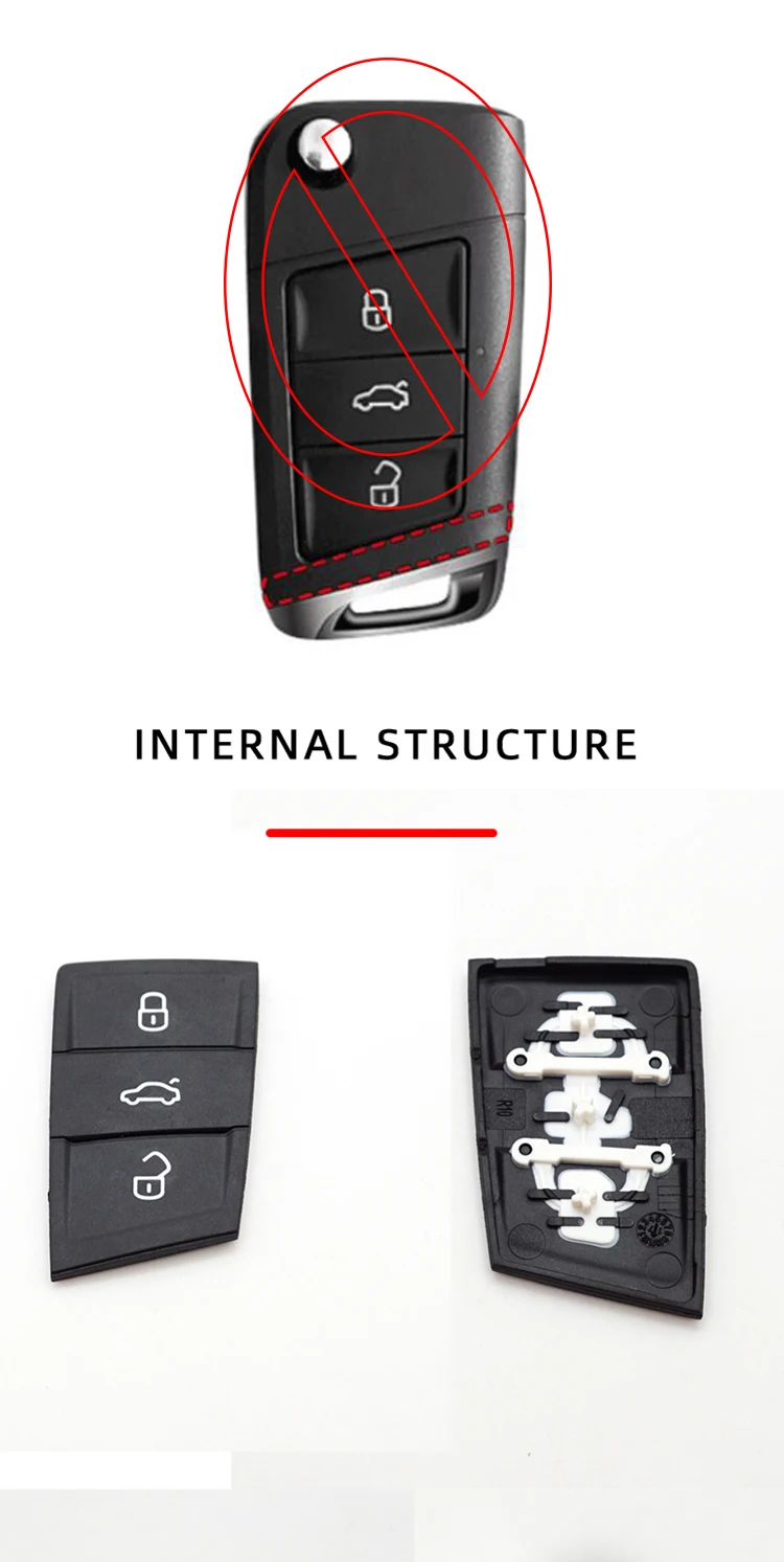 Xinyuexin Shiny Metal Part Key Pad for Vw Gollf 7 MK7 for Skoda Octavia A7 for Seat Remote Keyless Auto Metal Part for Golf Mk7