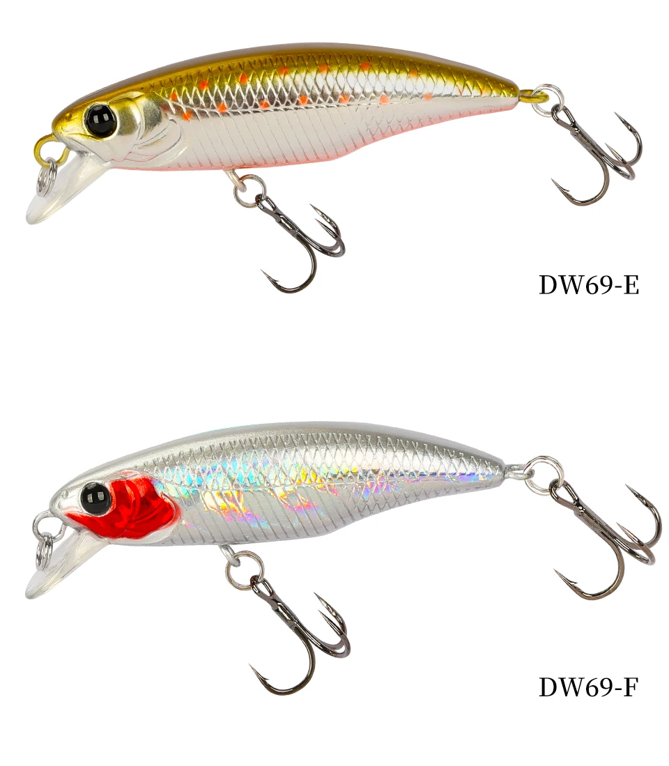 TSURINOYA Fishing Lure DW69 Sinking Minnow Hard Bait 48S 48mm 3.3g Fishing Wobblers Jerkbait Bass Trout Lure Swimbait