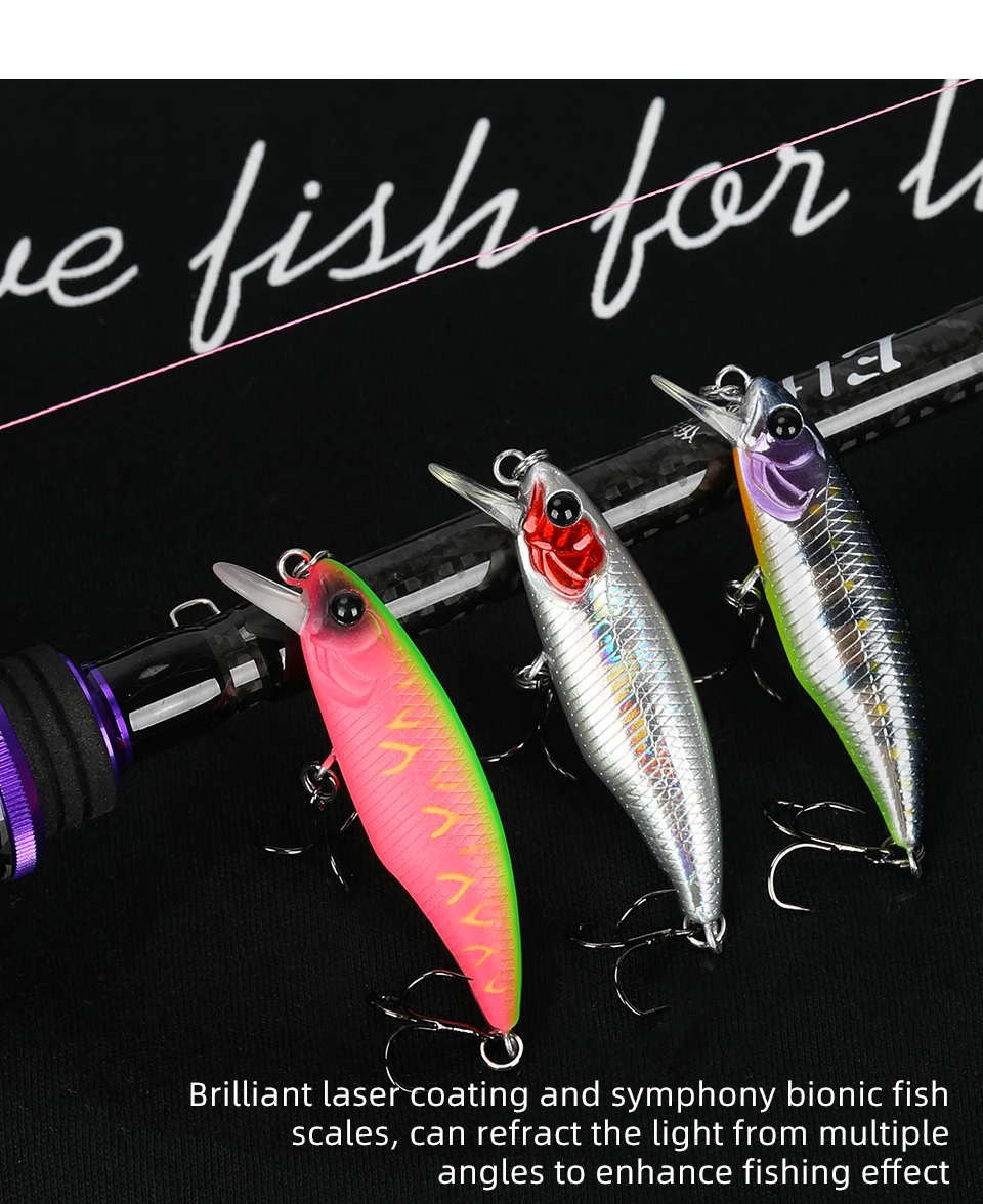 TSURINOYA Fishing Lure DW69 Sinking Minnow Hard Bait 48S 48mm 3.3g Fishing Wobblers Jerkbait Bass Trout Lure Swimbait