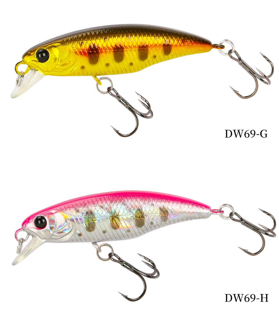 TSURINOYA Fishing Lure DW69 Sinking Minnow Hard Bait 48S 48mm 3.3g Fishing Wobblers Jerkbait Bass Trout Lure Swimbait