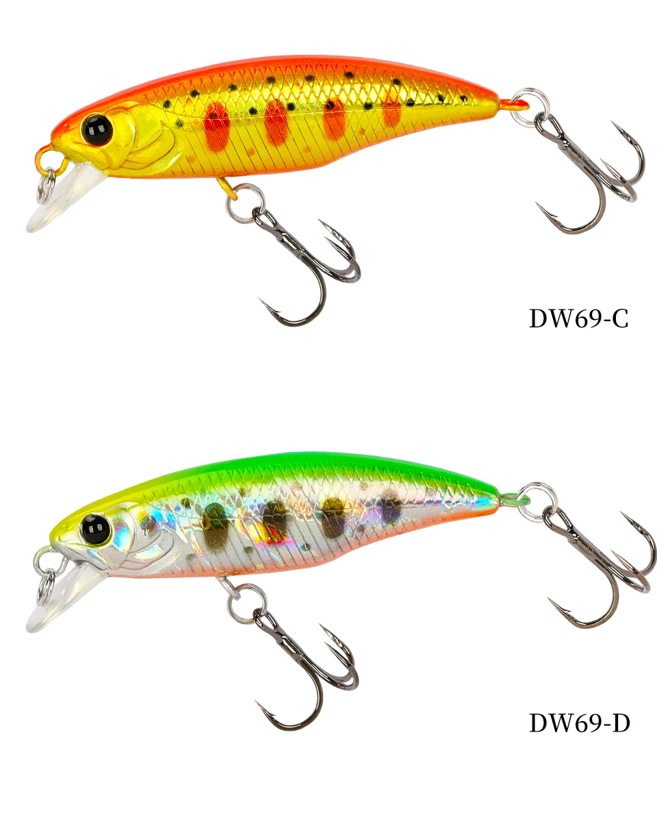 TSURINOYA Fishing Lure DW69 Sinking Minnow Hard Bait 48S 48mm 3.3g Fishing Wobblers Jerkbait Bass Trout Lure Swimbait