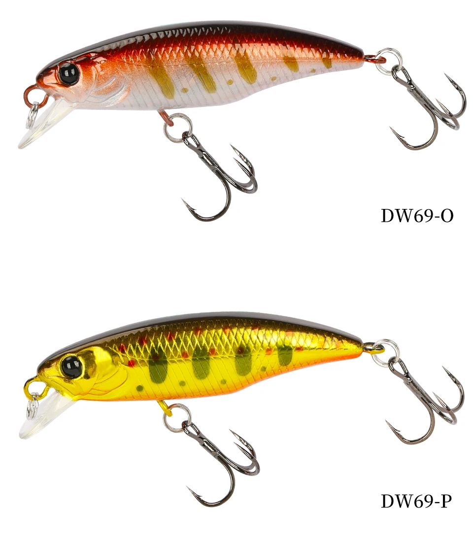 TSURINOYA Fishing Lure DW69 Sinking Minnow Hard Bait 48S 48mm 3.3g Fishing Wobblers Jerkbait Bass Trout Lure Swimbait