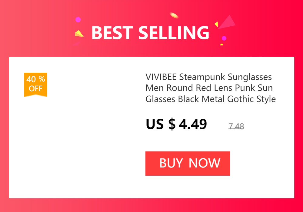 VIVIBEE Vintage Steampunk Red Sunglasses Men Round Punk Alloy Metal Retro Sun Glasses Women 2026 Goggles Gothic Style Shades