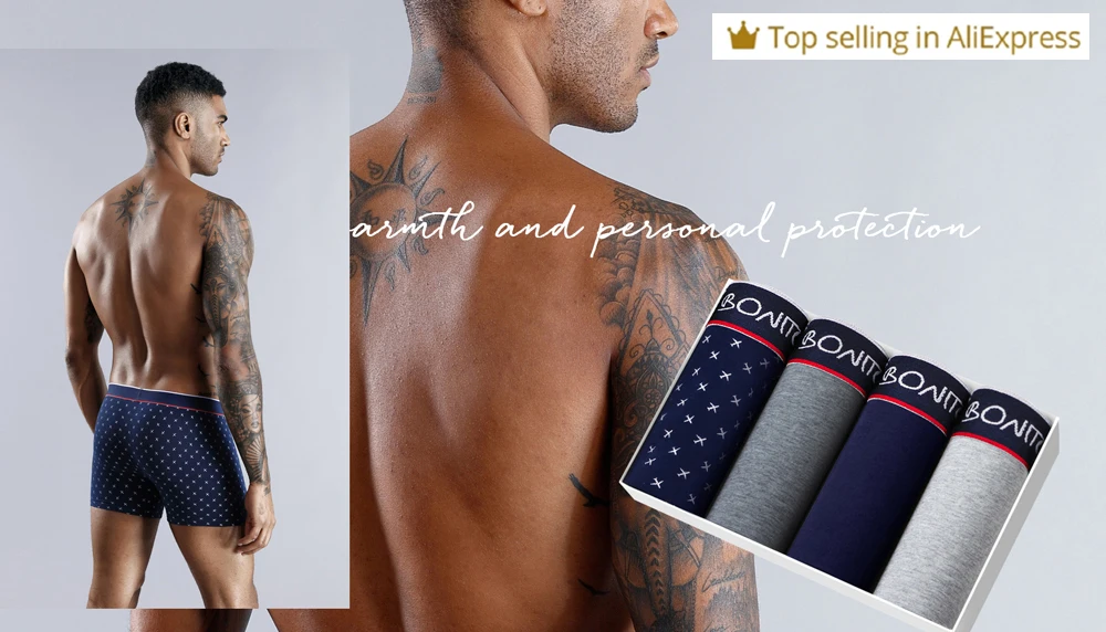 BONITOS Long Boxer Shorts Panties Man Underwear Men Boxer Men Underwear Natural Cotton Comfortable Soft Top Brand High Quality