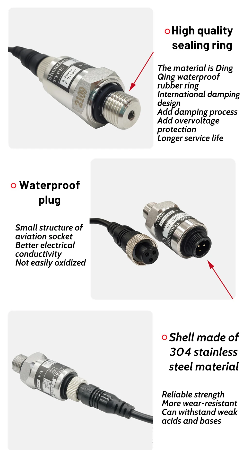 IP68 Pressure Transducer Pressure Transmitter Water Pump Sensor 0-16Bar/0-10Bar/25Bar 1/1.6Mpa/2.5Mpa 4-20ma G1/4