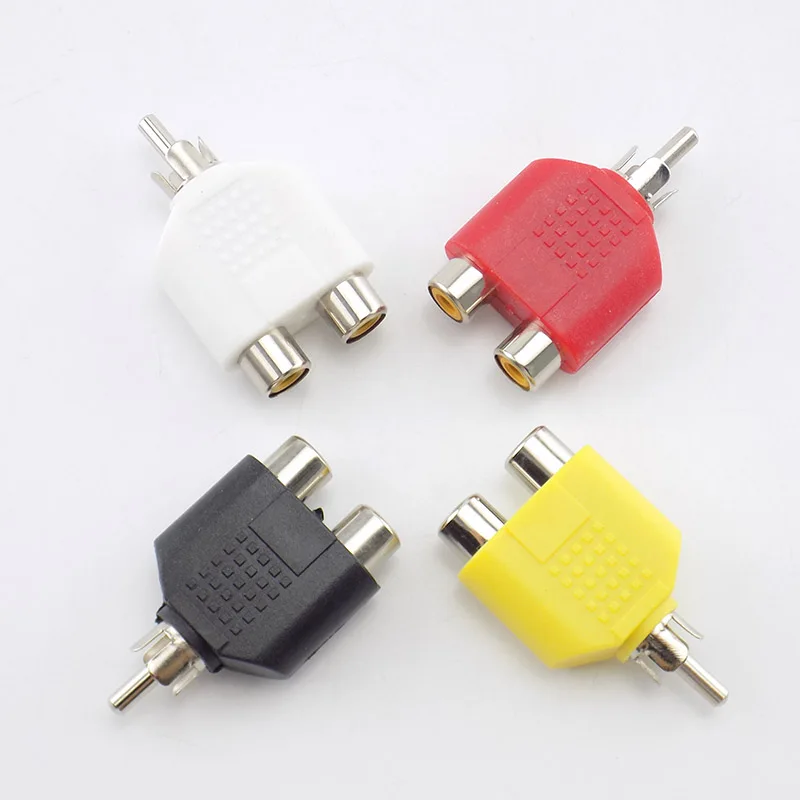 4 Pcs/lot RCA Connector Y Splitter AV Audio Video Plug Converter 1 Male to 2 Female Adapter Kit AV Jack RCA Plug To Double Cable
