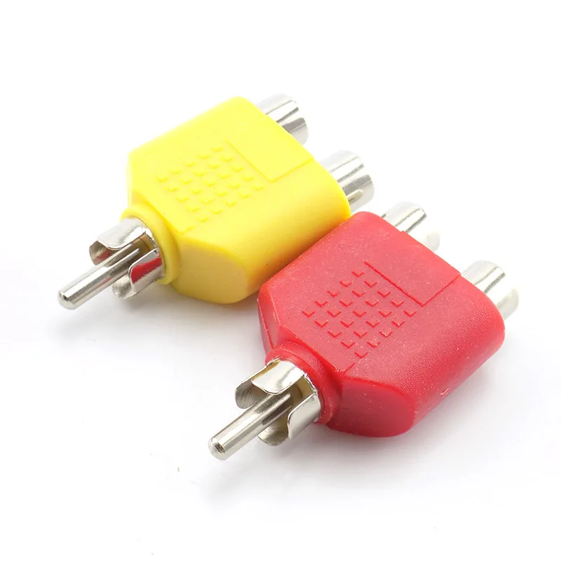 4 Pcs/lot RCA Connector Y Splitter AV Audio Video Plug Converter 1 Male to 2 Female Adapter Kit AV Jack RCA Plug To Double Cable