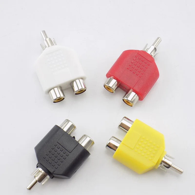 4 Pcs/lot RCA Connector Y Splitter AV Audio Video Plug Converter 1 Male to 2 Female Adapter Kit AV Jack RCA Plug To Double Cable