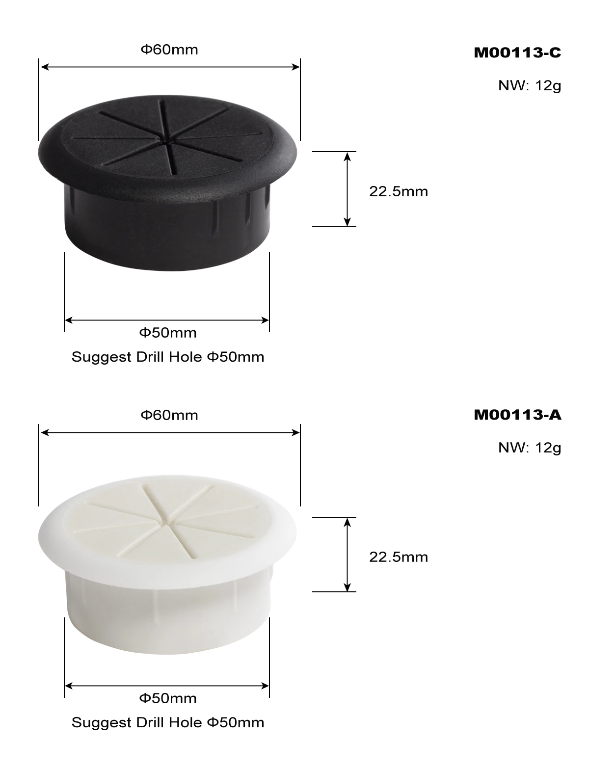 Flexible Cable Cord Grommet 2 Inch Black White Rubber Grommets Gasket In Desk Table Furniture for Hole Cover Wire Pass Organizer